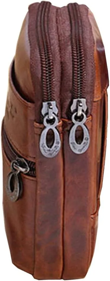 Leather Phone Belt Holster Waist Case Bag for Men Travel Outdoor Camping Cell Phone Loop Pouch Pack Purse Wallet Holder (Coffee)