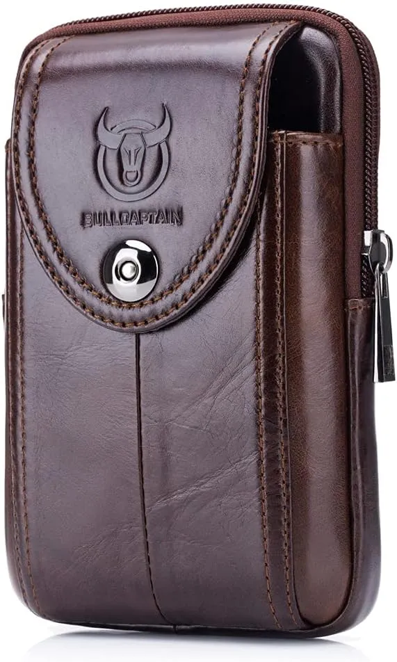 Leather Phone Belt Holster Waist Case Bag for Men Travel Outdoor Camping Cell Phone Loop Purse Wallet Holder Pouch Pack