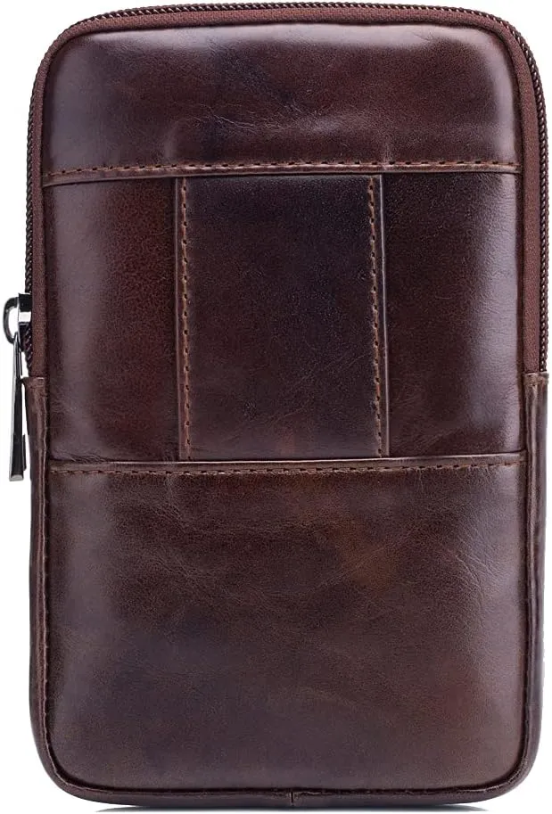 Leather Phone Belt Holster Waist Case Bag for Men Travel Outdoor Camping Cell Phone Loop Purse Wallet Holder Pouch Pack