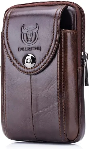 Leather Phone Belt Holster Waist Case Bag for Men Travel Outdoor Camping Cell Phone Loop Purse Wallet Holder Pouch Pack
