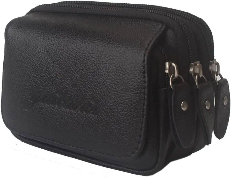 Leather Phone Waist Pack Belt Holster Pouch for Men Outdoor Travel Loop Flip Horizontal Money Coin Purse 3-Pockets Case Small Waist Pack