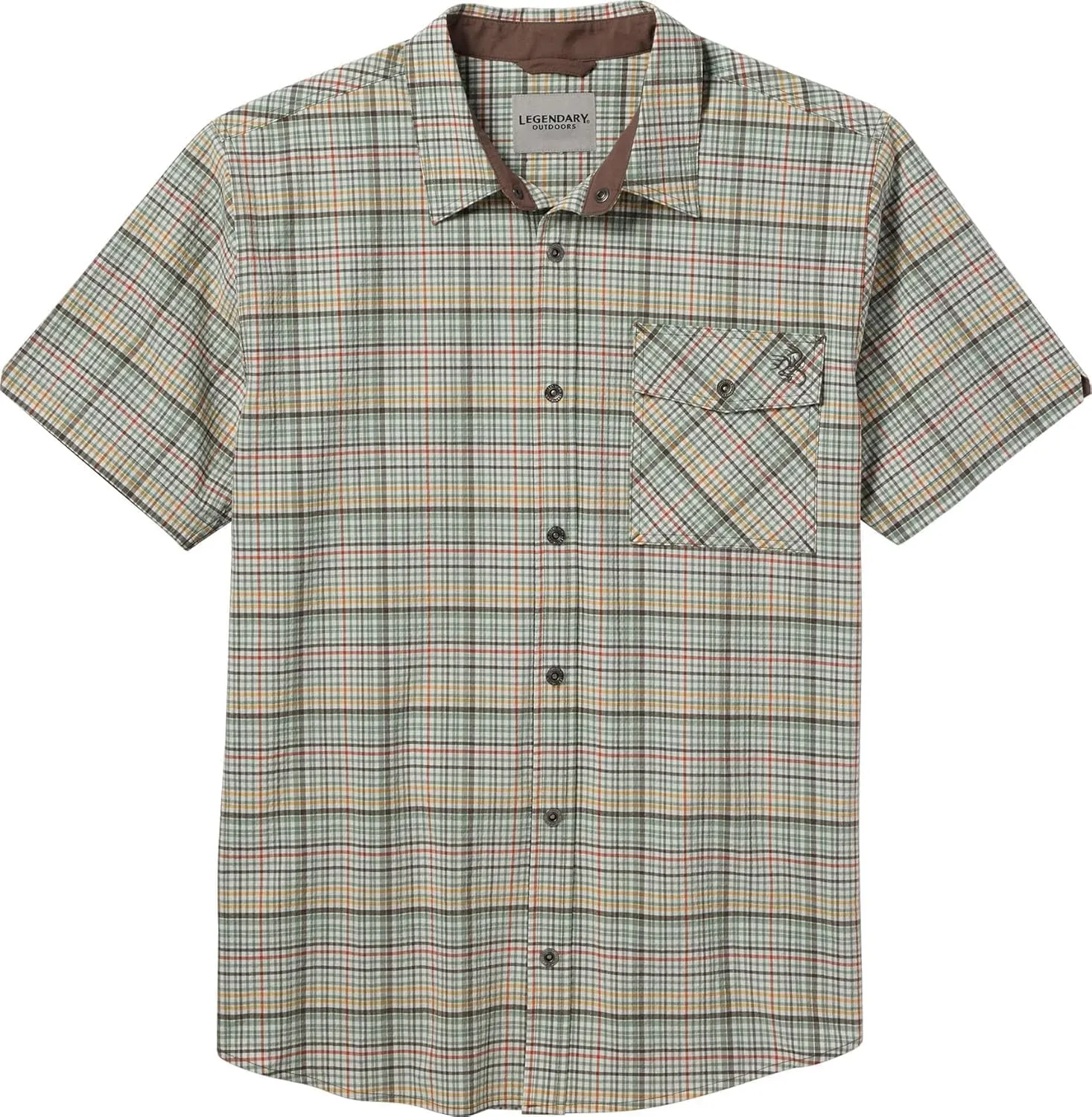 Legendary Whitetails Men's Stretch Woven Plaid UPF 30  Uv Moisture Wicking Short Sleeve Shirt