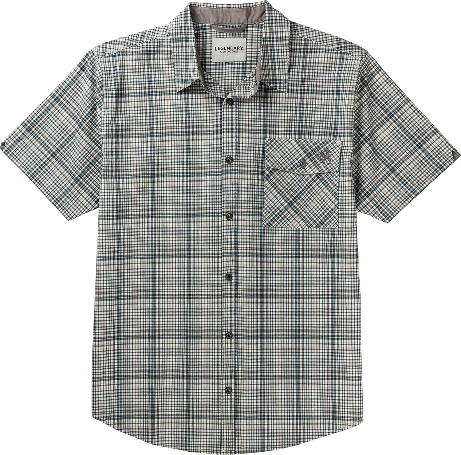 Legendary Whitetails Men's Stretch Woven Plaid UPF 30  Uv Moisture Wicking Short Sleeve Shirt