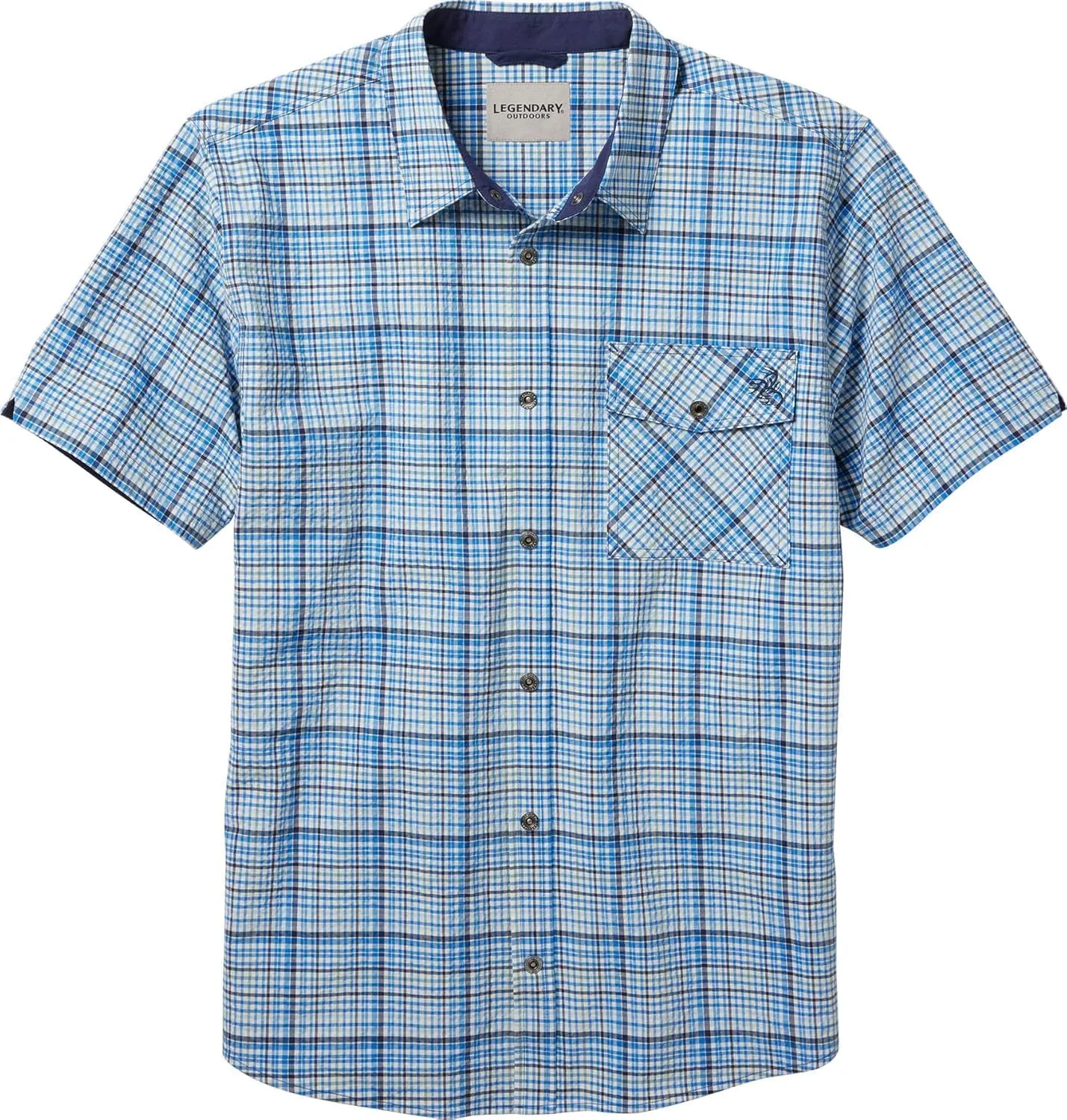 Legendary Whitetails Men's Stretch Woven Plaid UPF 30  Uv Moisture Wicking Short Sleeve Shirt
