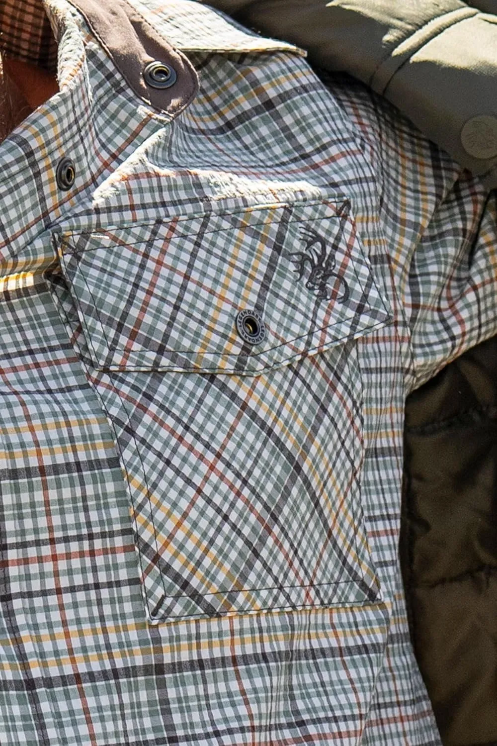 Legendary Whitetails Men's Stretch Woven Plaid UPF 30  Uv Moisture Wicking Short Sleeve Shirt