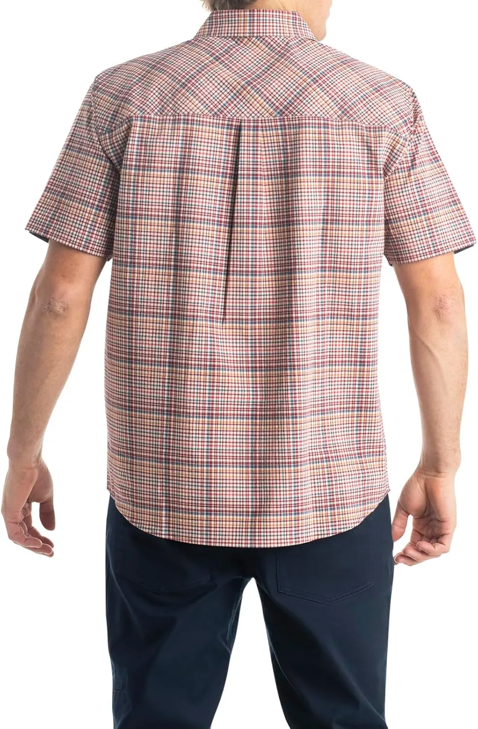 Legendary Whitetails Men's Stretch Woven Plaid UPF 30  Uv Moisture Wicking Short Sleeve Shirt