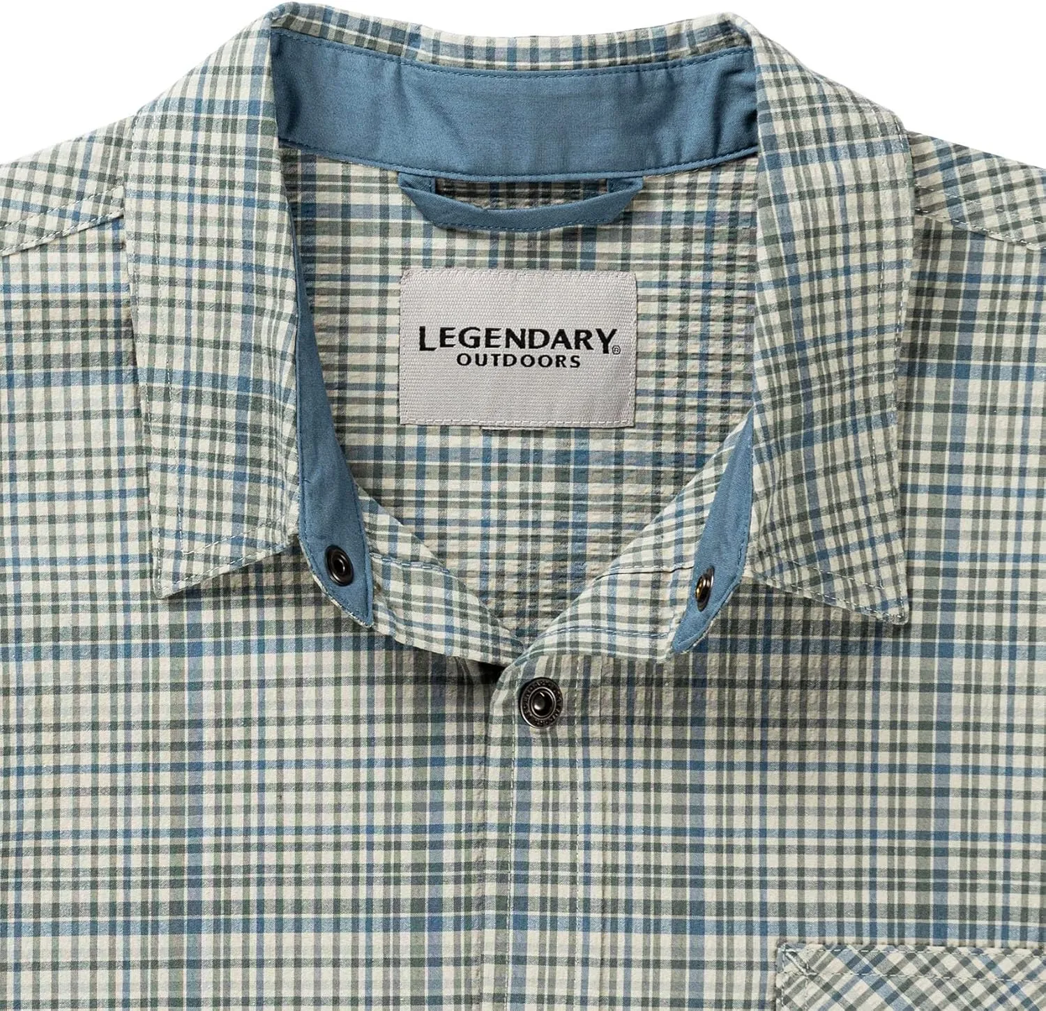 Legendary Whitetails Men's Stretch Woven Plaid UPF 30  Uv Moisture Wicking Short Sleeve Shirt