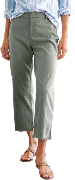 Linen Pants for Women, Straight Leg Casual Pants Drawstring Linen Peasant Teacher