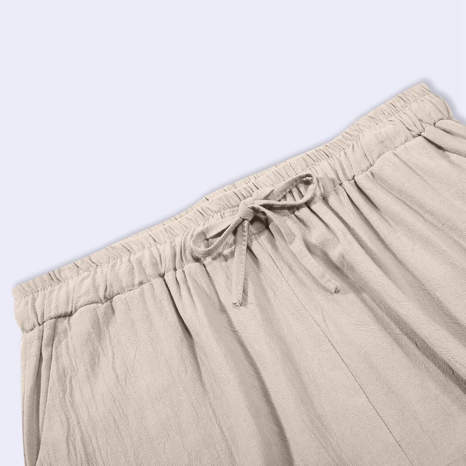 Linen Pants Women Loose Fit Summer Casual Solid Color Boho Plus Size High Waist Linen Pants Cotton Comfy Lounge Trousers