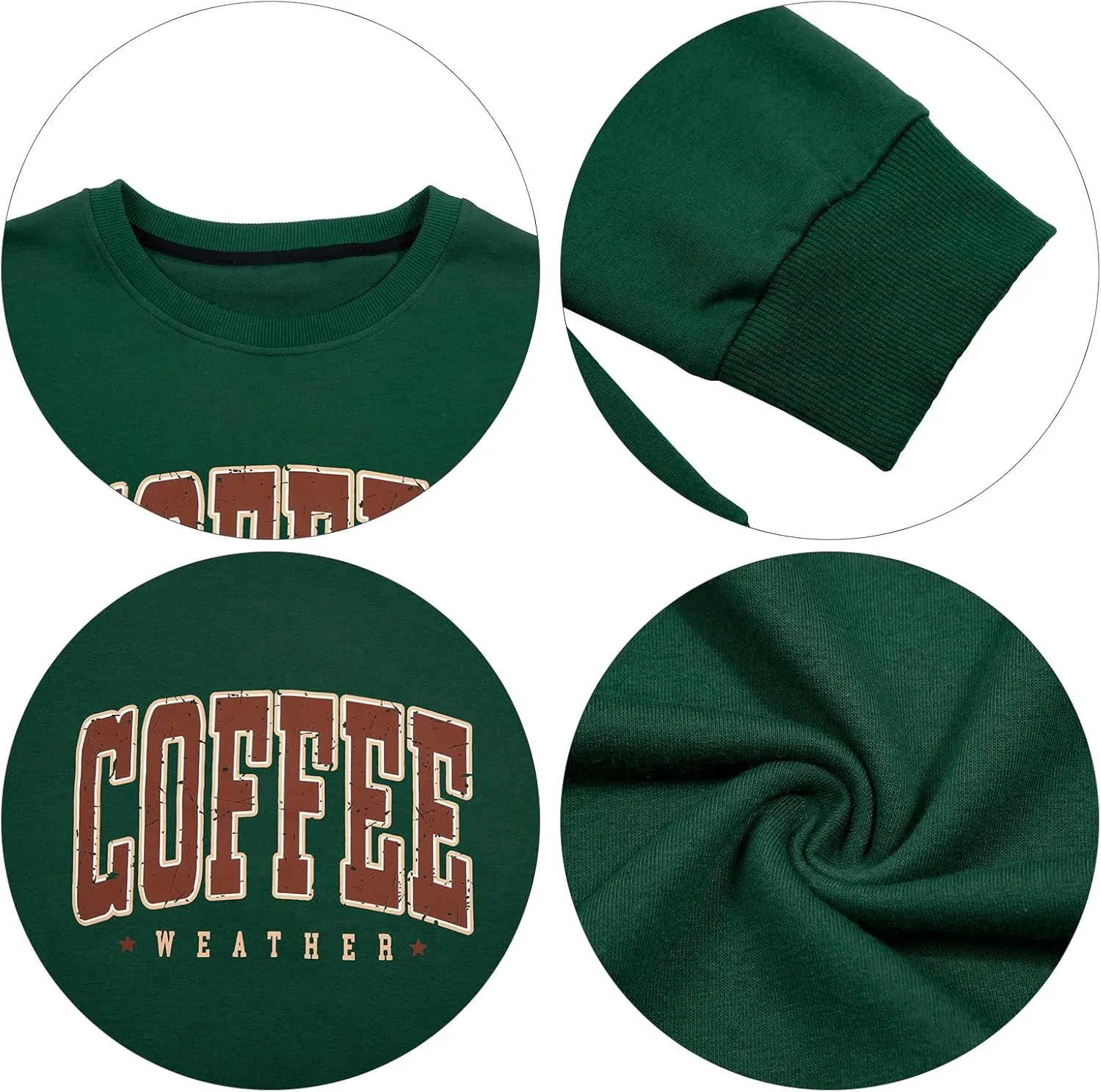 LOTUCY Coffee Sweatshirt for Women Coffee Weather Crewneck Sweatshirt Casual Autumn Fall Long Sleeve Shirt