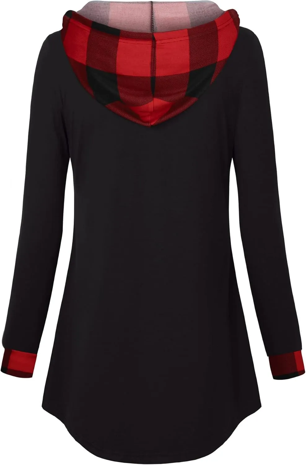 Lotusmile Women's Long Sleeve Hooded Tunic Tops Button Swing Pullover Hoodie Sweatshirts
