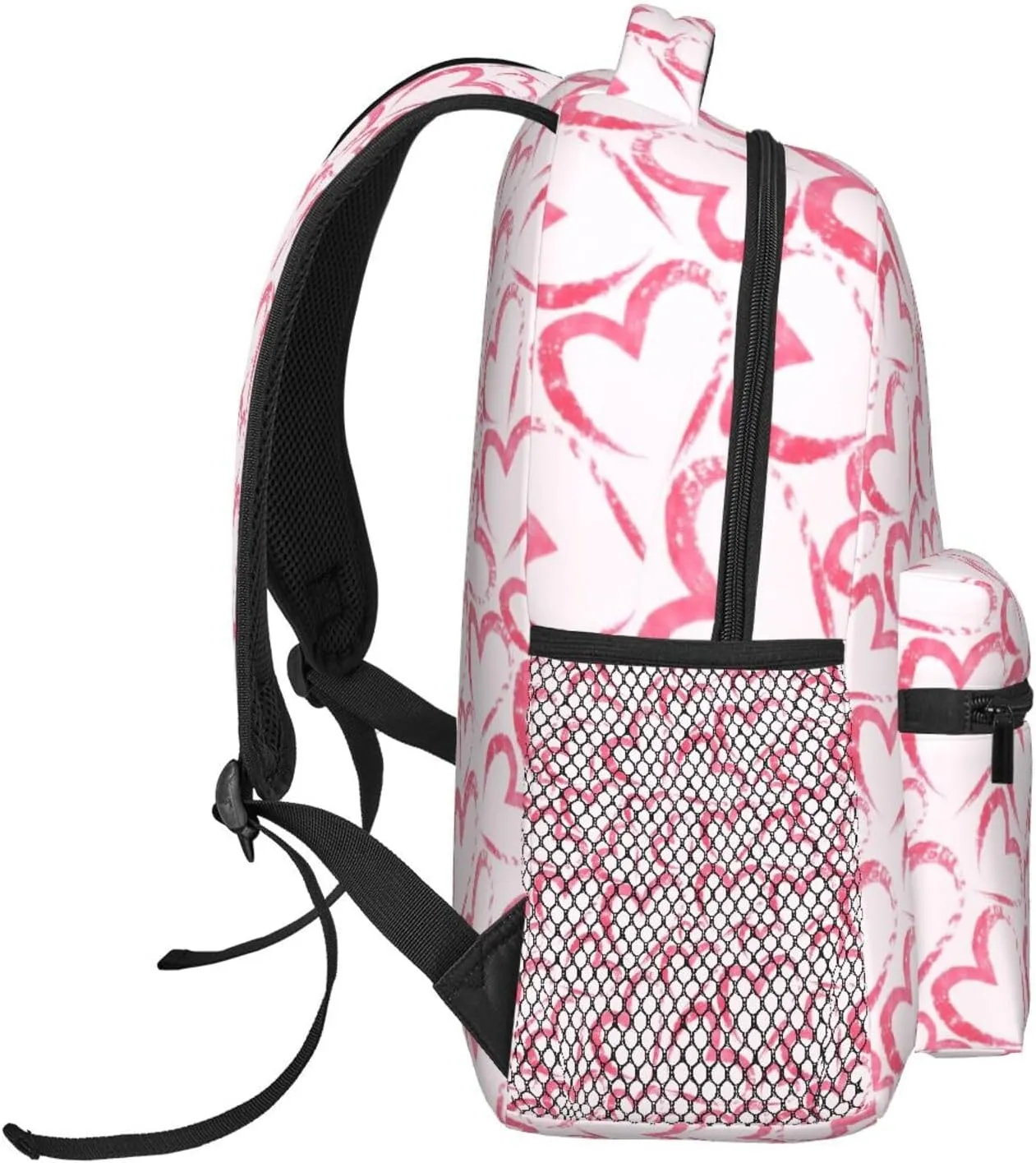 Love Heart Valentines Day Backpack Casual Laptop Backpack Lightweight Double Shoulder Bag Travel Daypack For Women Men