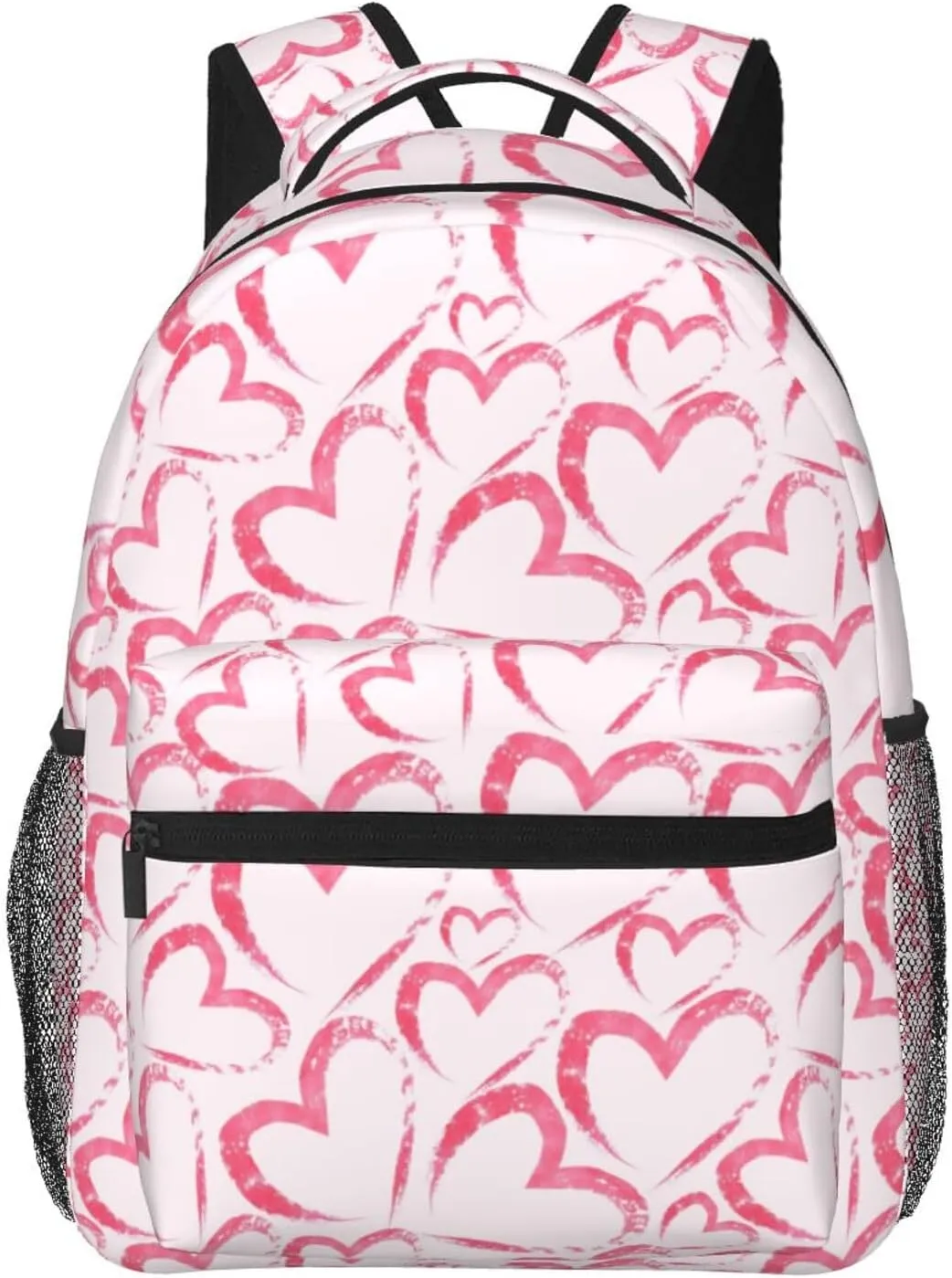 Love Heart Valentines Day Backpack Casual Laptop Backpack Lightweight Double Shoulder Bag Travel Daypack For Women Men