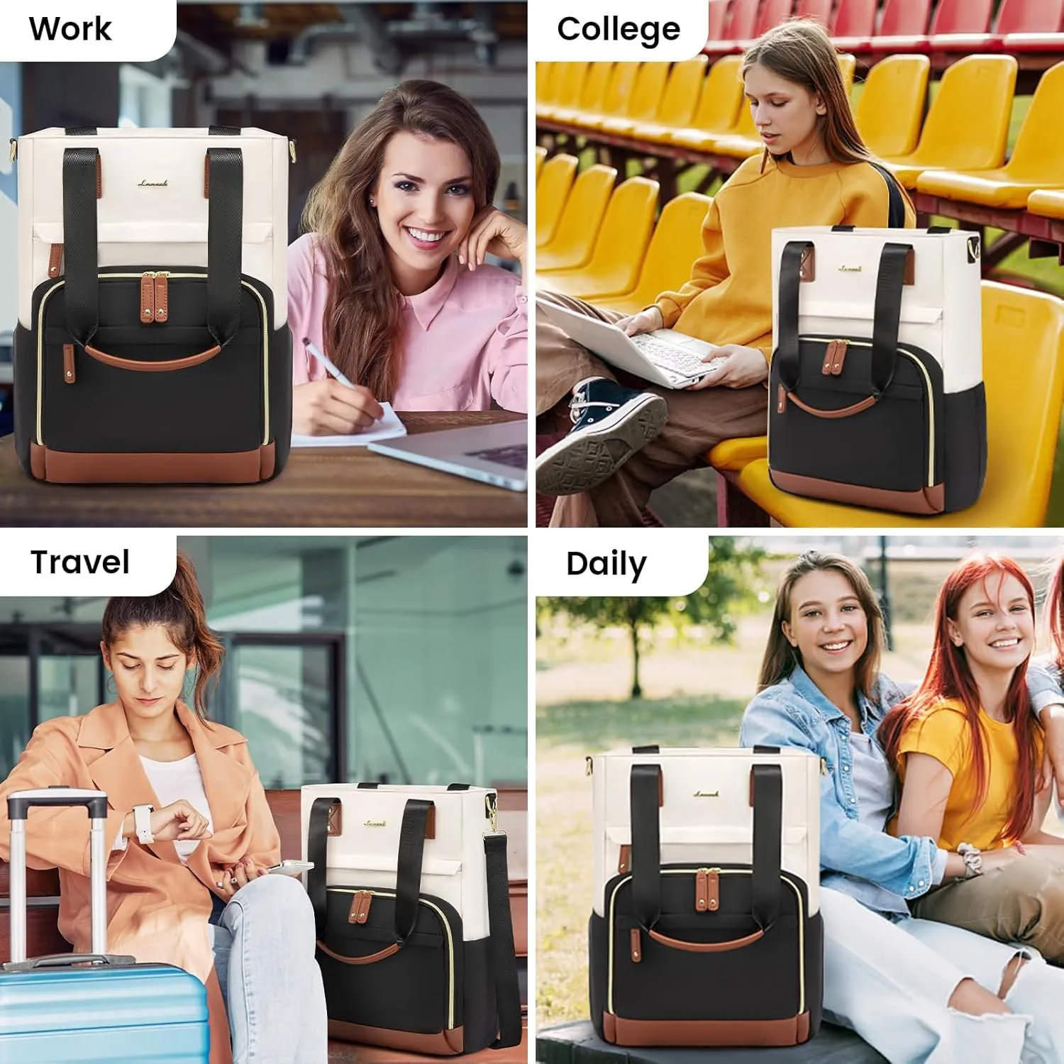 LOVEVOOK Laptop Backpack for Women, 15.6 Inch Work Backpack with Laptop Compartment, Waterproof Computer Backpack for College, Travel, Commuter