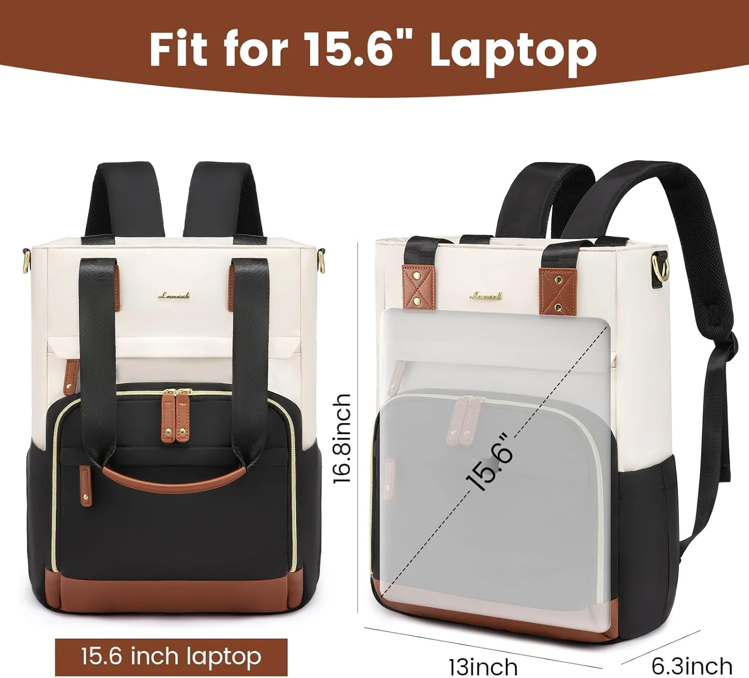 LOVEVOOK Laptop Backpack for Women, 15.6 Inch Work Backpack with Laptop Compartment, Waterproof Computer Backpack for College, Travel, Commuter