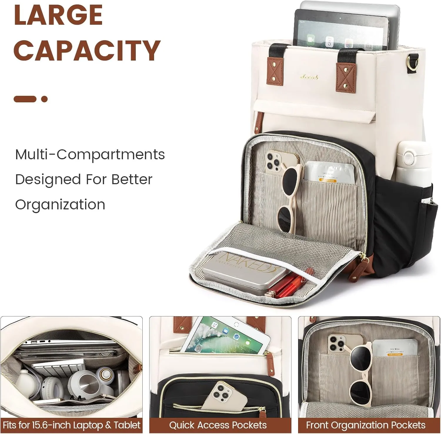 LOVEVOOK Laptop Backpack for Women, 15.6 Inch Work Backpack with Laptop Compartment, Waterproof Computer Backpack for College, Travel, Commuter