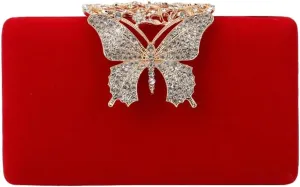 Luxury Rhinestone Bow Clutch, Velvet Women's Evening Bag, Elegant Party Purse for Dinners/Balls/Weddings