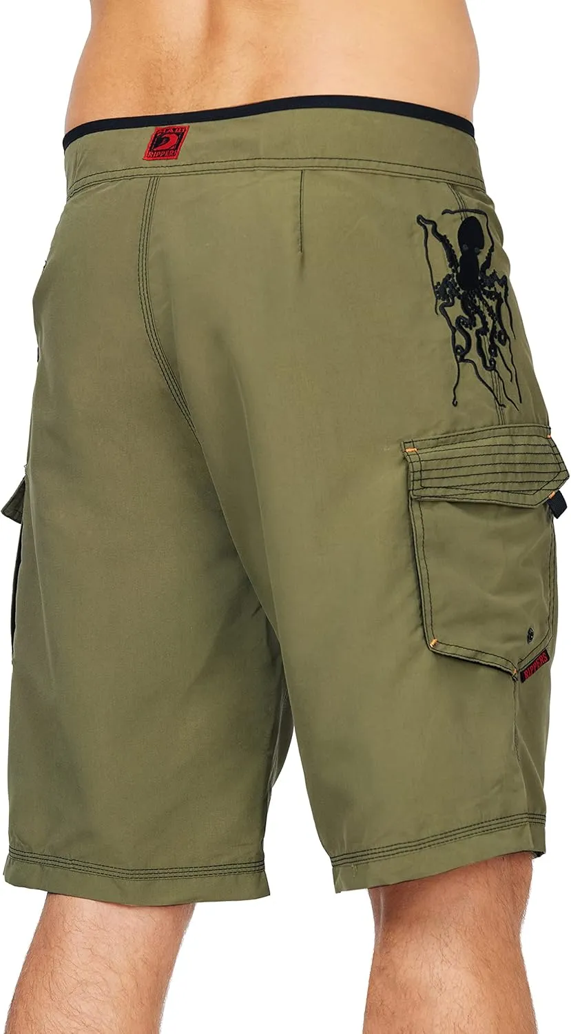 Maui Rippers Mens Board Shorts - Octo Tako | Triple Stitch Quick Dry Mens Swim Trunks