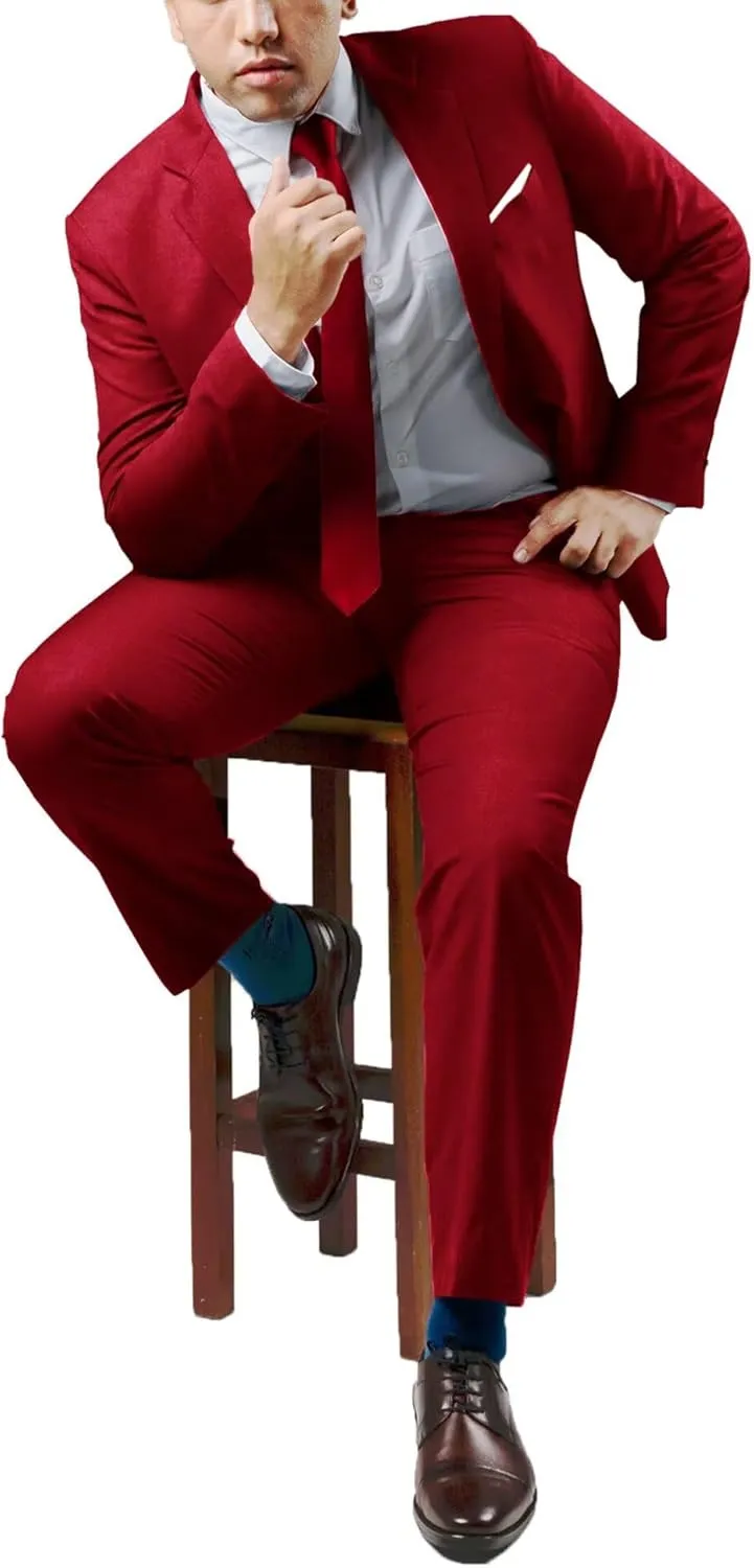 Mens 2 Piece Suit Set Slim Fit 2 Button Dress SuitsTuxedo Set Wedding Blazer Jacket Pants Tie Business Party Prom Suit