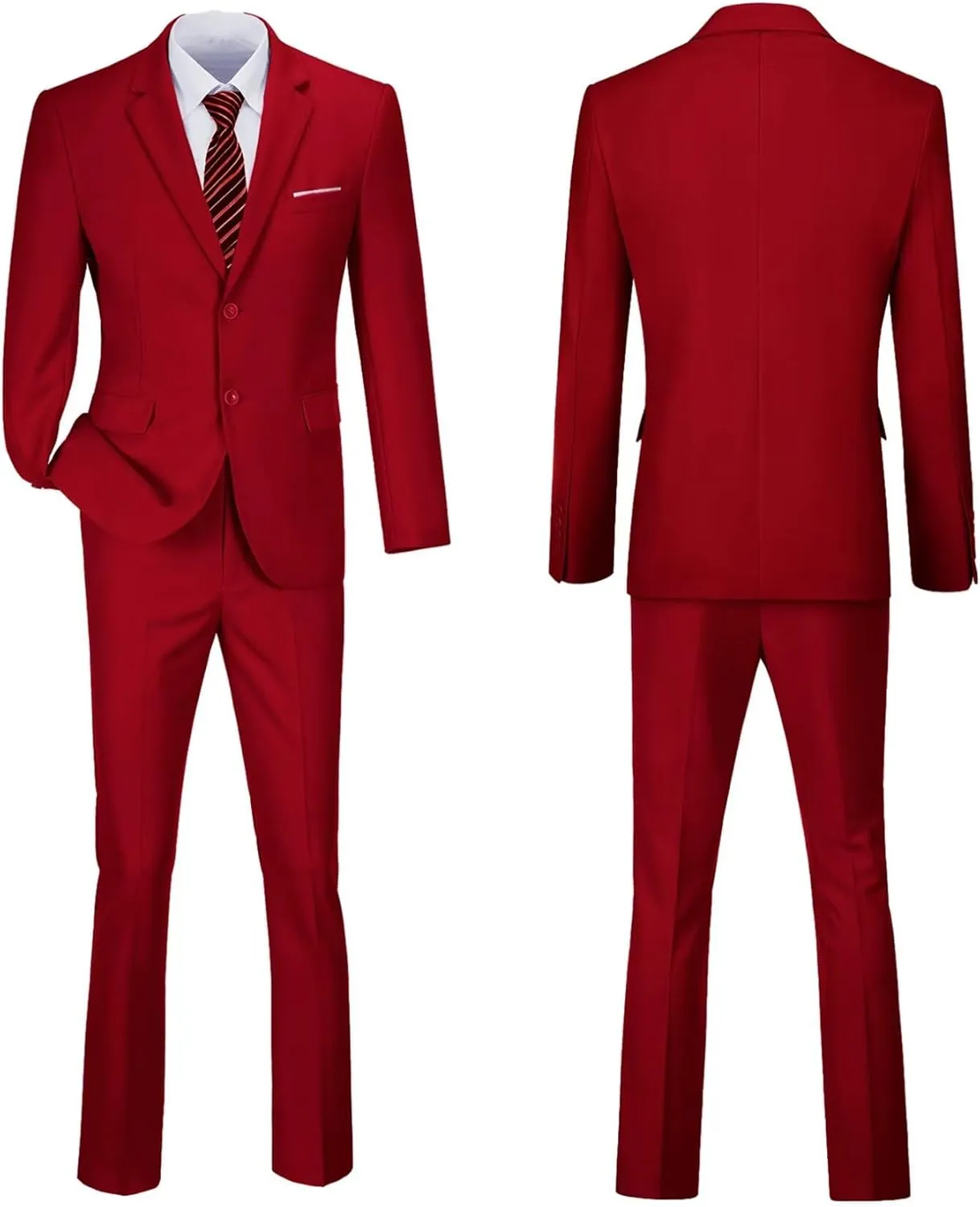 Mens 2 Piece Suit Set Slim Fit 2 Button Dress SuitsTuxedo Set Wedding Blazer Jacket Pants Tie Business Party Prom Suit