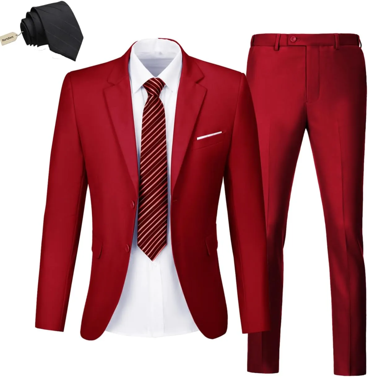 Mens 2 Piece Suit Set Slim Fit 2 Button Dress SuitsTuxedo Set Wedding Blazer Jacket Pants Tie Business Party Prom Suit