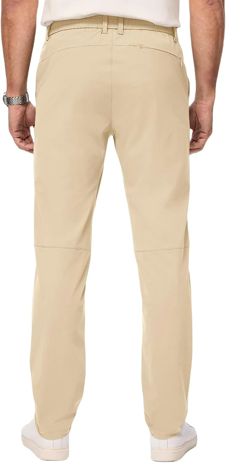 Mens Chino Pants Lightweight Quick Dry Golf Pants Stretch Slim Fit Business Casual Work Dress Slacks Zipper Pocket