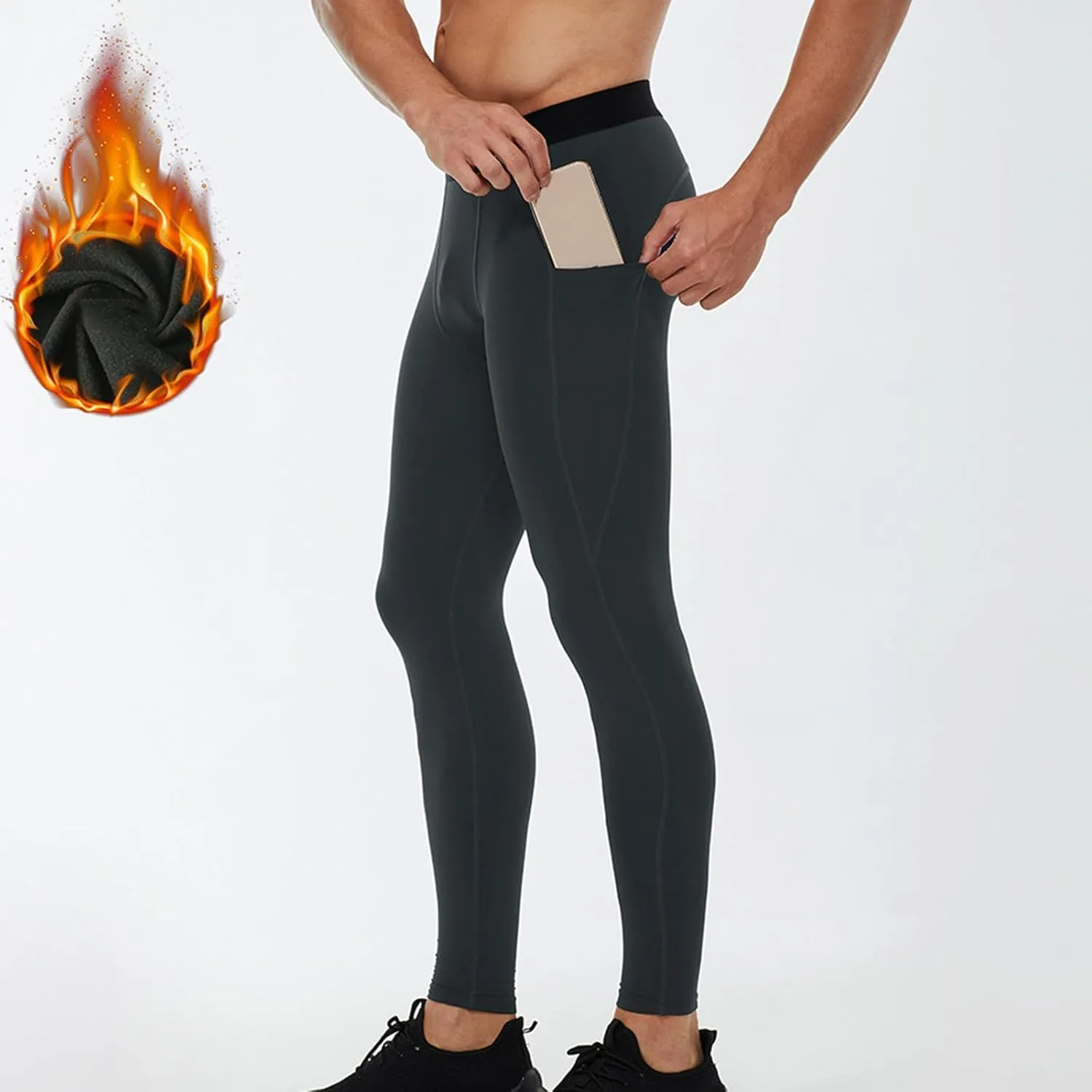 Men's Compression Pants High Stretch Athletic Base Layer Elastic Waistband Slim Fit Workout Leggings Gym Running Daily