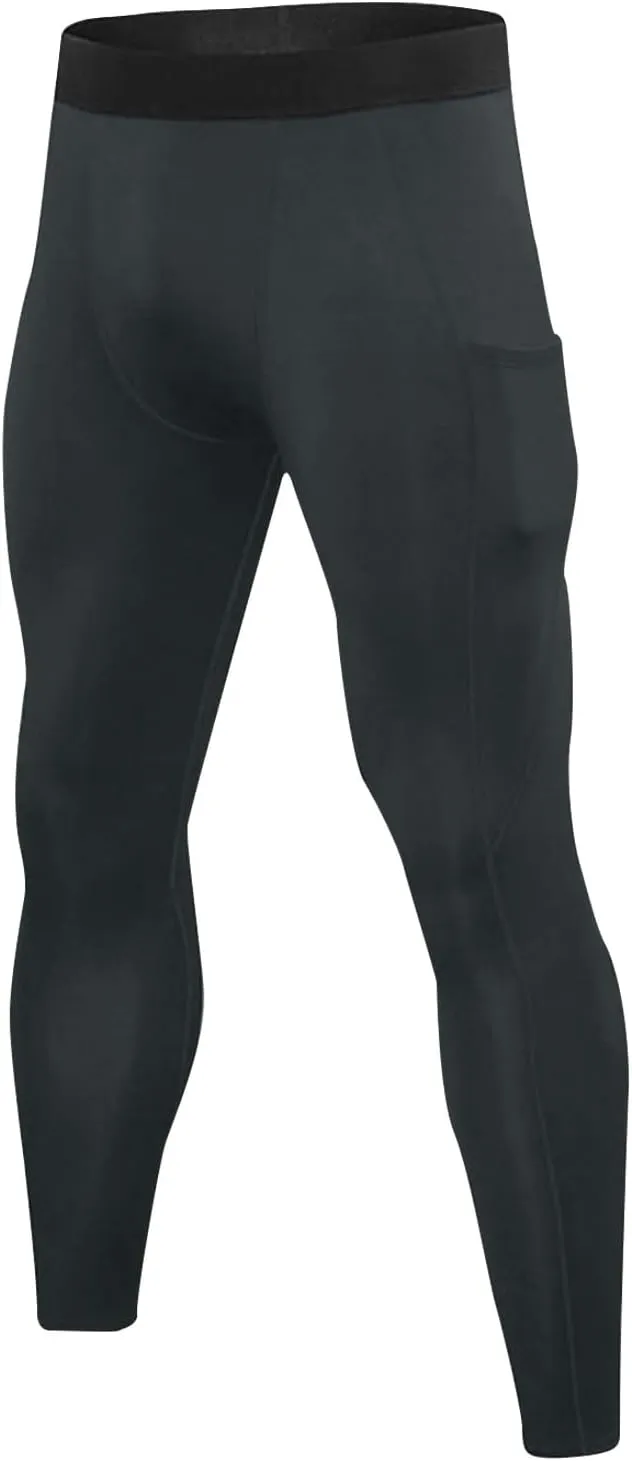 Men's Compression Pants High Stretch Athletic Base Layer Elastic Waistband Slim Fit Workout Leggings Gym Running Daily