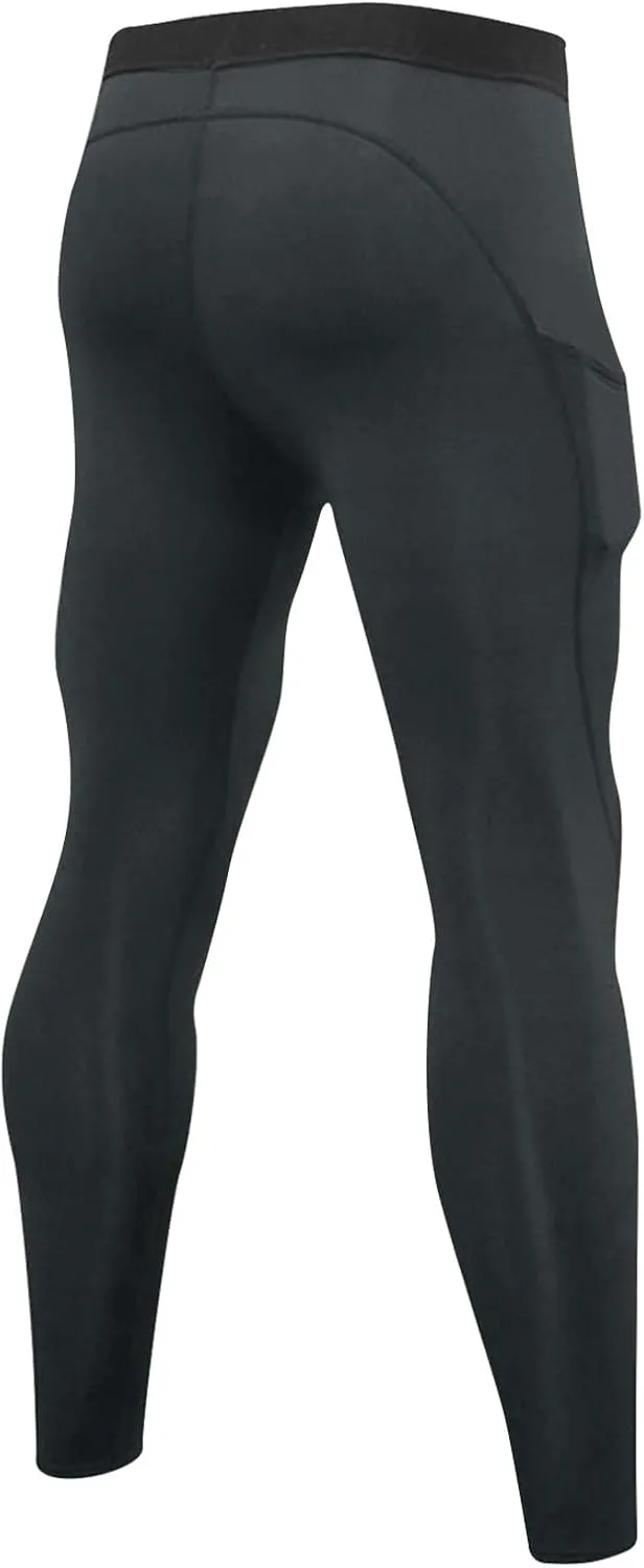 Men's Compression Pants High Stretch Athletic Base Layer Elastic Waistband Slim Fit Workout Leggings Gym Running Daily