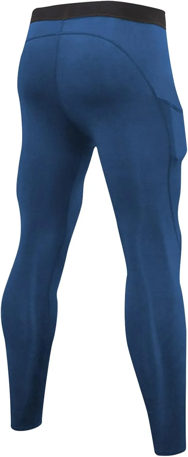 Men's Compression Pants High Stretch Athletic Base Layer Elastic Waistband Slim Fit Workout Leggings Gym Running Daily
