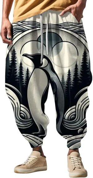 Mens Drawstring Aladdil Hippie Harem Pants Casual Sweatpants Workout Athletic Running Pants Japanese Pants Men Goth
