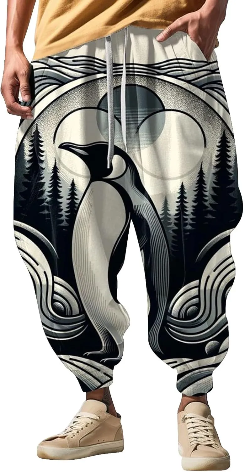 Mens Drawstring Aladdil Hippie Harem Pants Casual Sweatpants Workout Athletic Running Pants Japanese Pants Men Goth