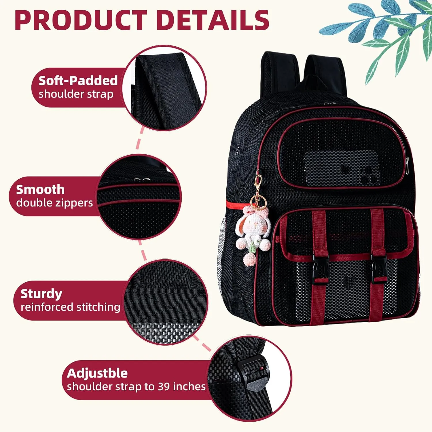 Mesh Backpack for School Heavy Duty, See Through Backpack for Women Men Student Diving Travel(3 sizes)