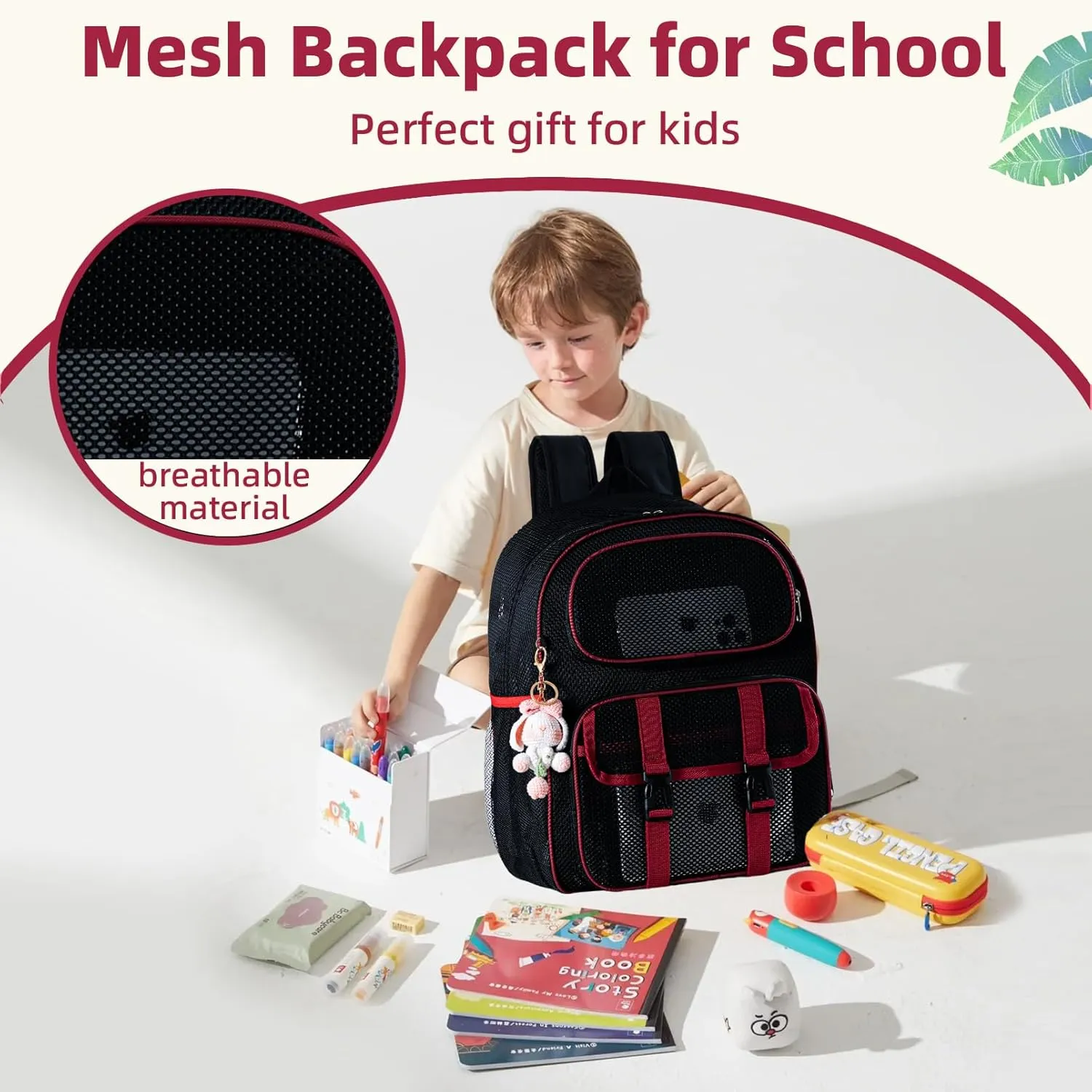 Mesh Backpack for School Heavy Duty, See Through Backpack for Women Men Student Diving Travel(3 sizes)