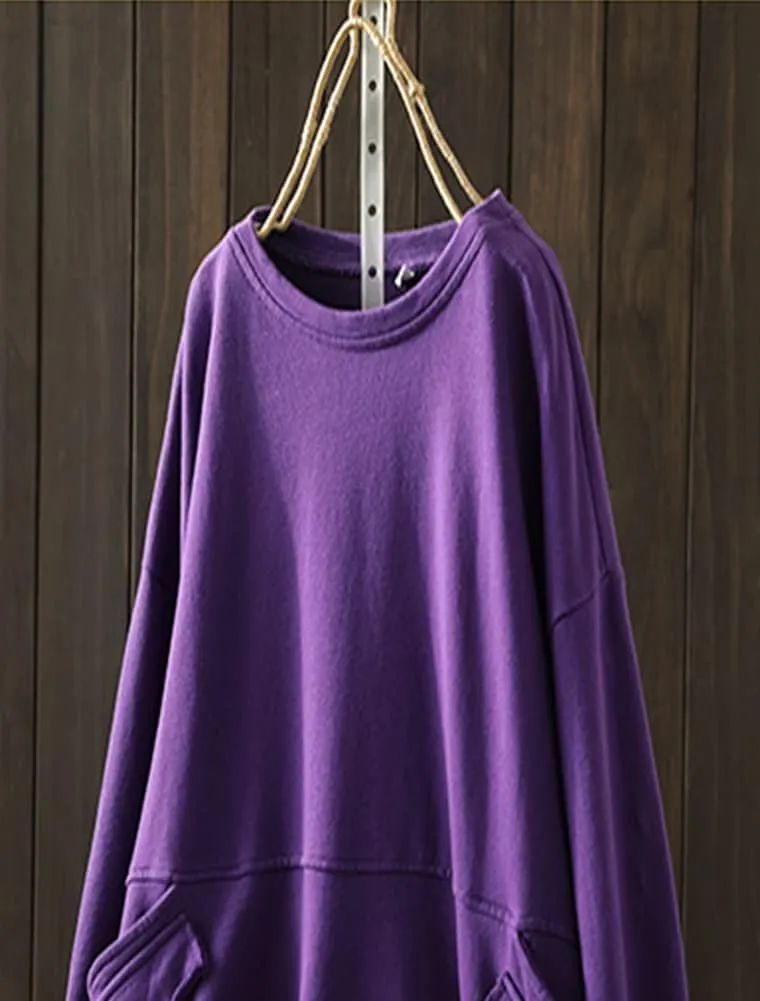 Minibee Women's Oversized Sweatshirt Crewneck Long Sleeve Cotton Pullover Tops with Pockets