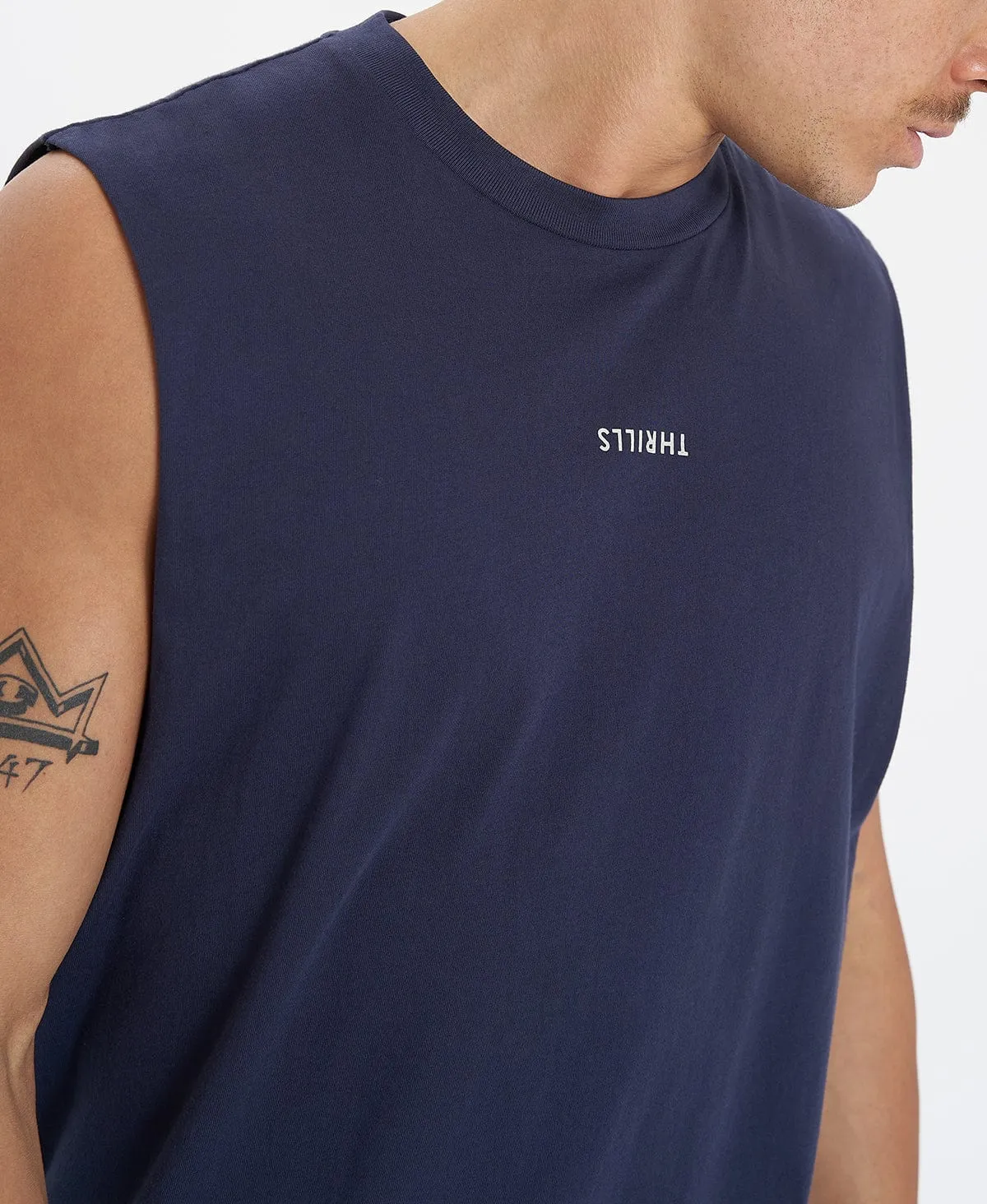 Minimal Thrills Merch Fit Muscle Tee Station Navy