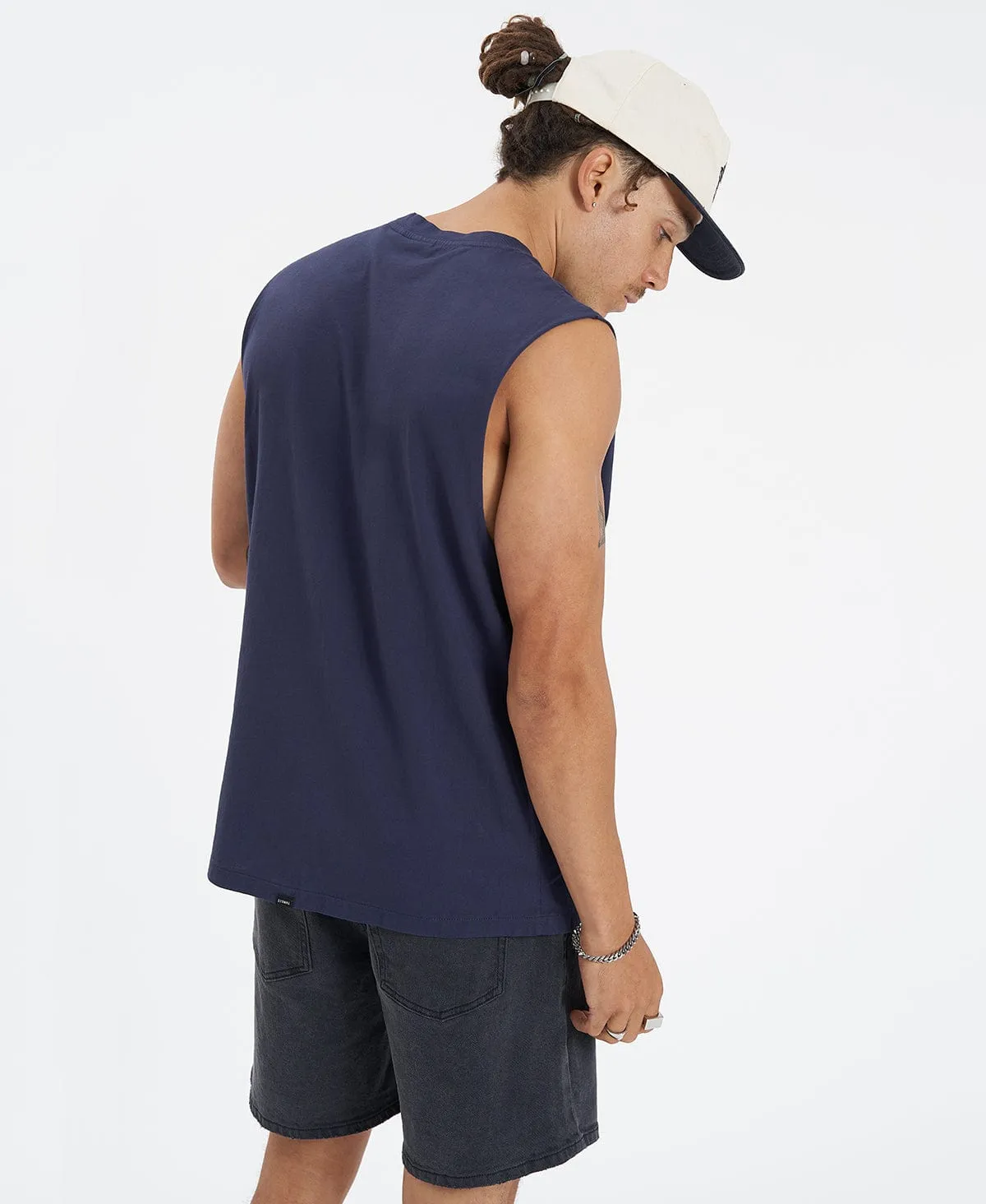 Minimal Thrills Merch Fit Muscle Tee Station Navy