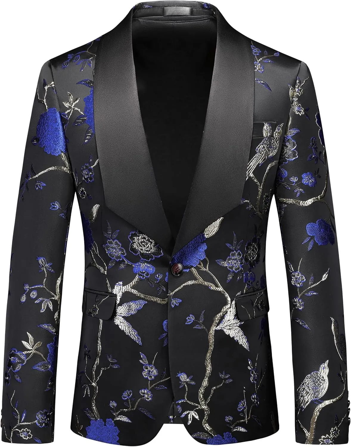 MOGU Mens Blazer Tuxedo Jacket Floral Printed Dinner Wedding Groom Homecoming Dance Prom Outfits