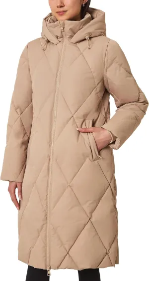 Mondetta Women's Long Diamond Quilted Parka Down Fill Jacket