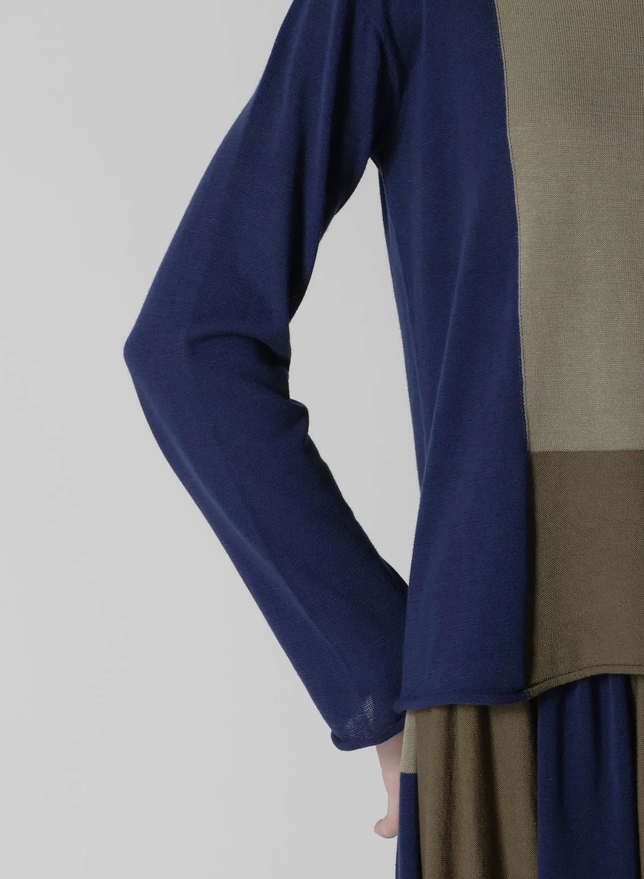MULTI COLOR INTARSIA ROUND NECK LONG SLEEVE PULLOVER