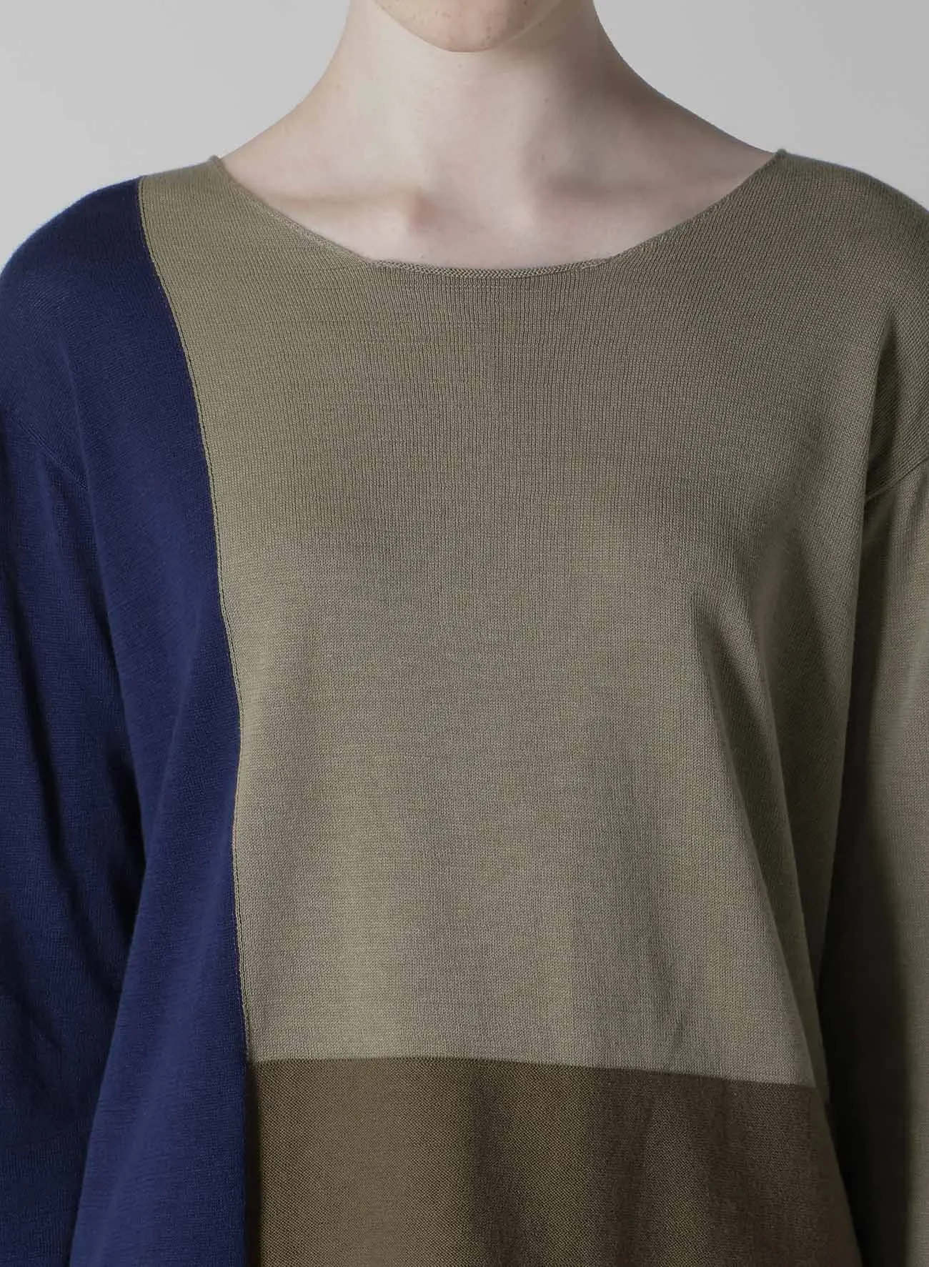 MULTI COLOR INTARSIA ROUND NECK LONG SLEEVE PULLOVER