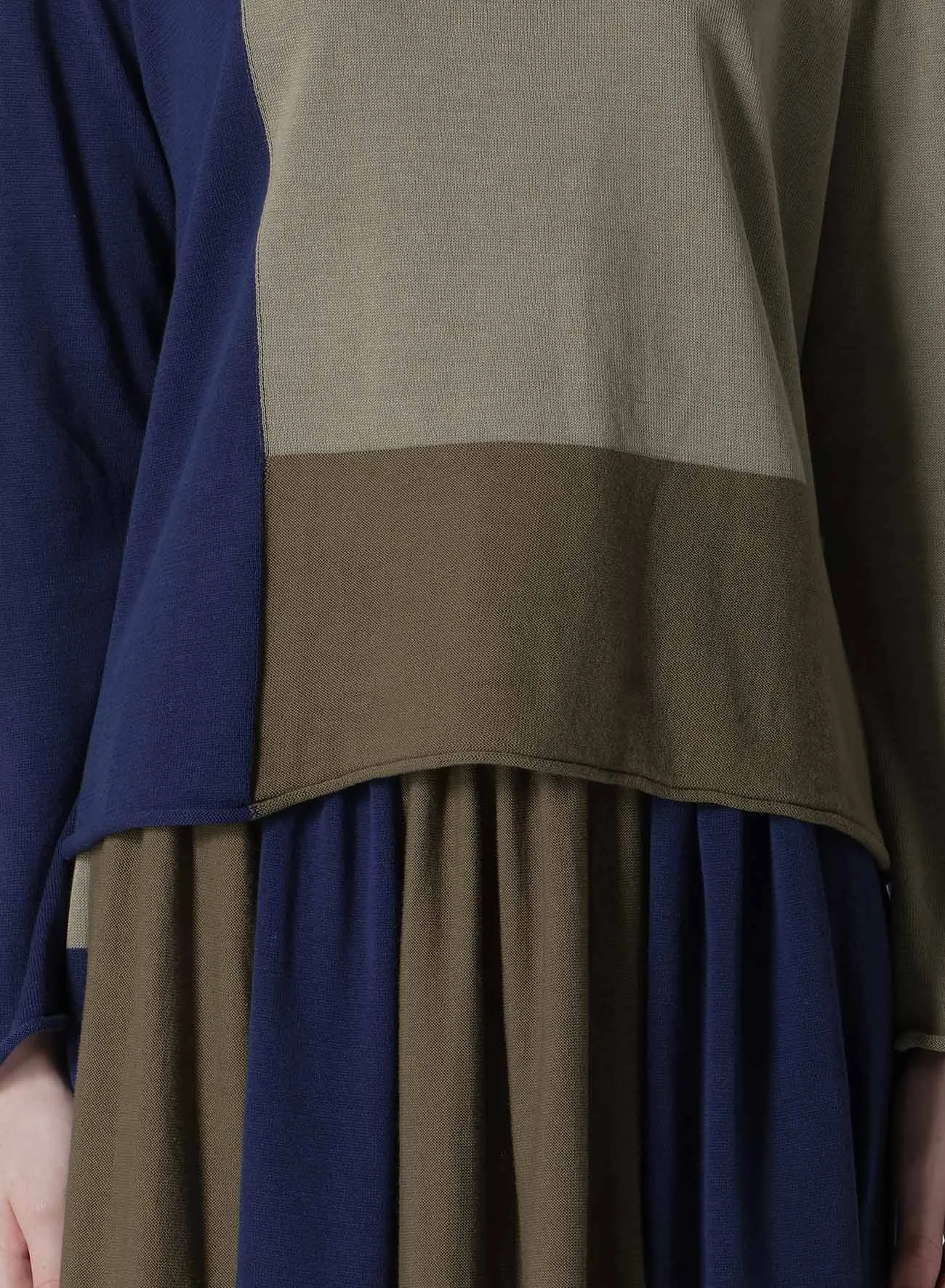 MULTI COLOR INTARSIA ROUND NECK LONG SLEEVE PULLOVER