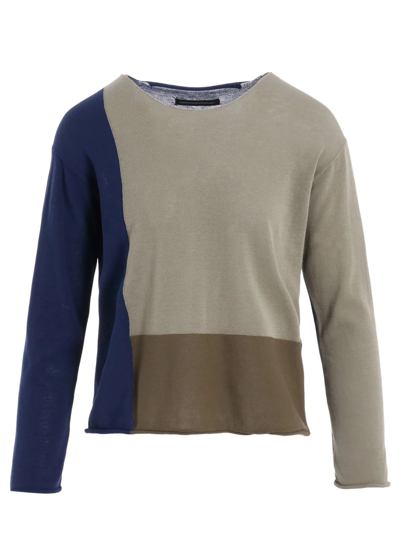 MULTI COLOR INTARSIA ROUND NECK LONG SLEEVE PULLOVER