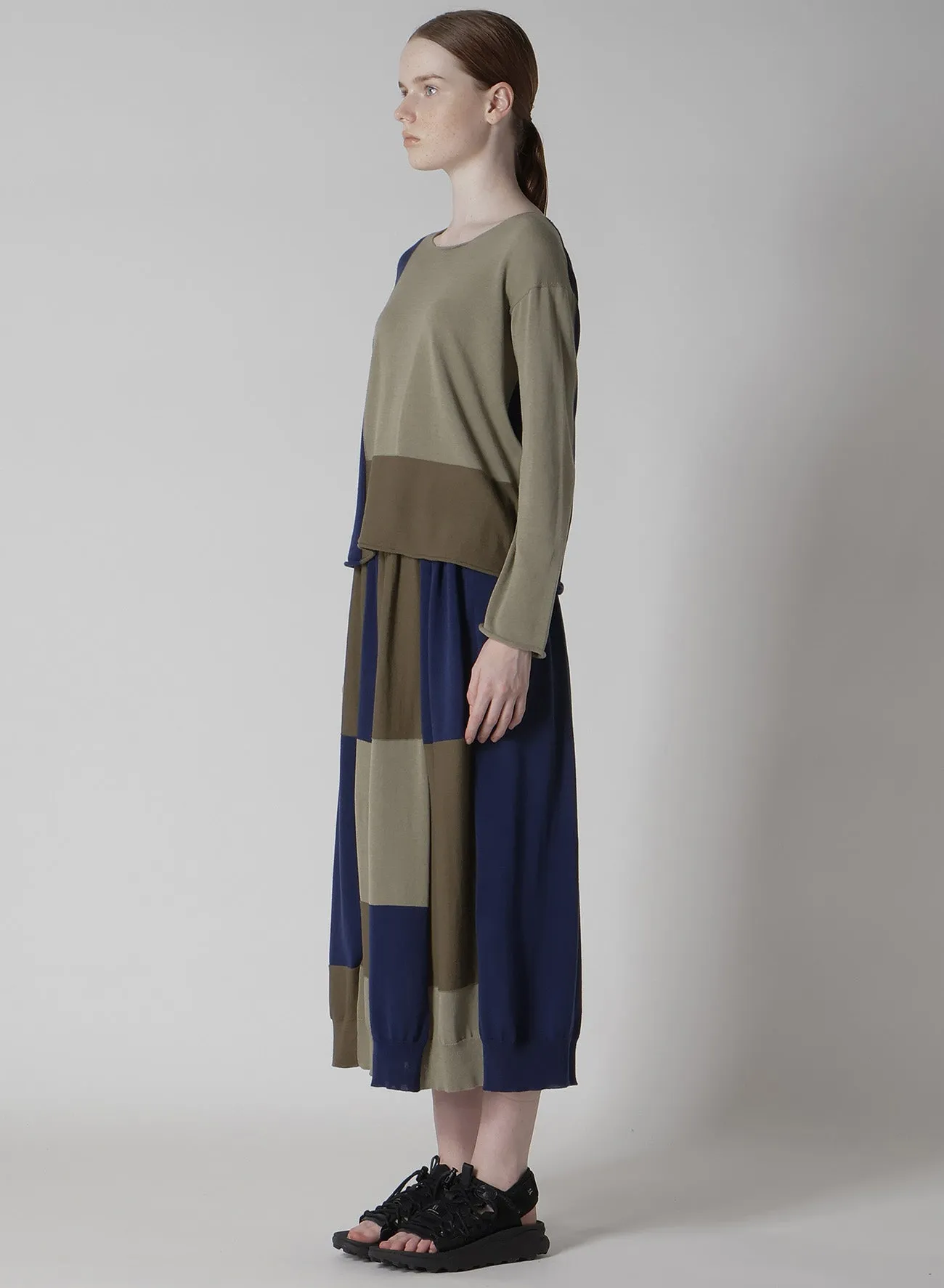 MULTI COLOR INTARSIA ROUND NECK LONG SLEEVE PULLOVER