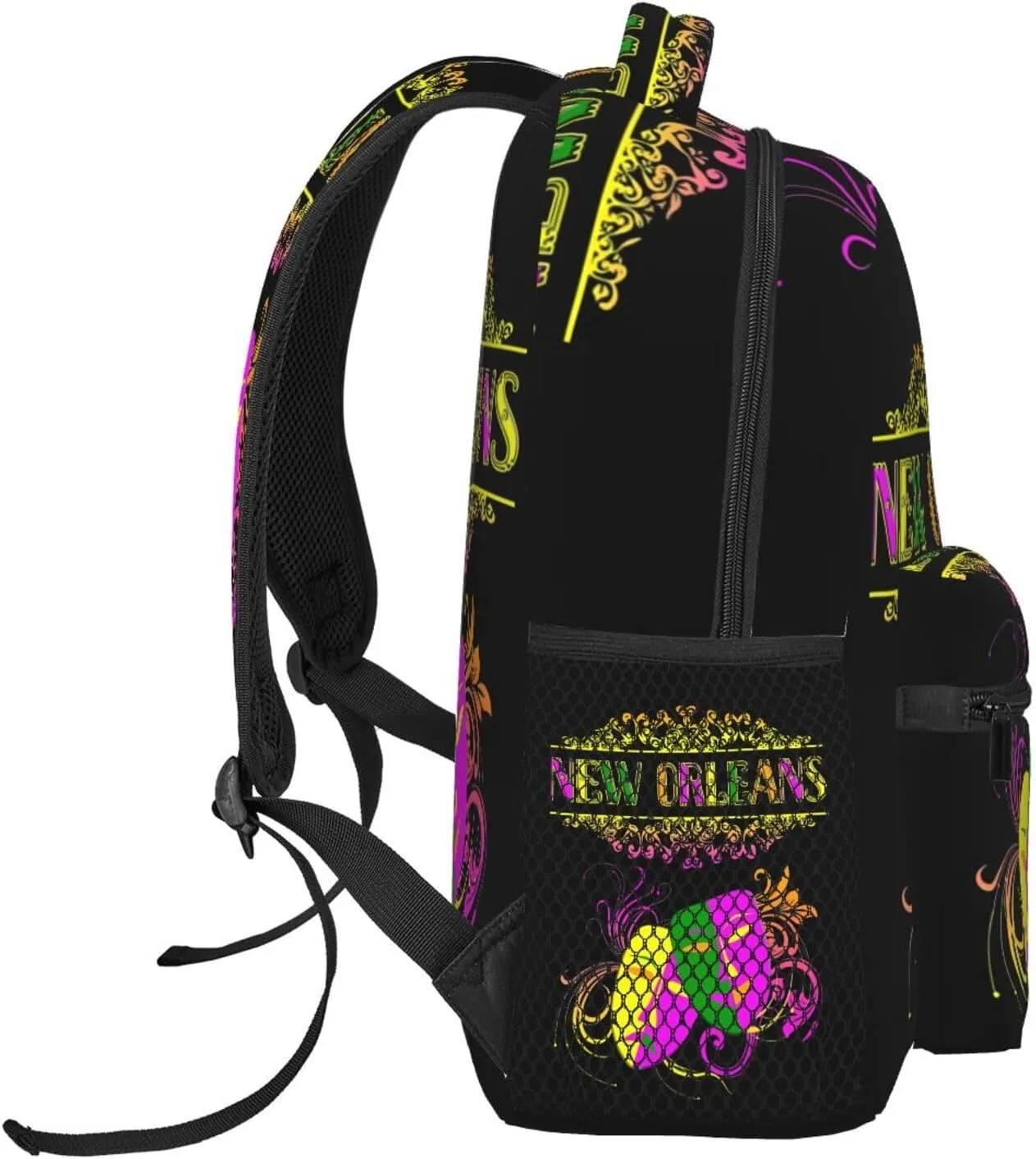 New Orleans Mardi Gras Mask Backpack Casual Laptop Backpack Lightweight Double Shoulder Bag Travel Daypack For Women Men