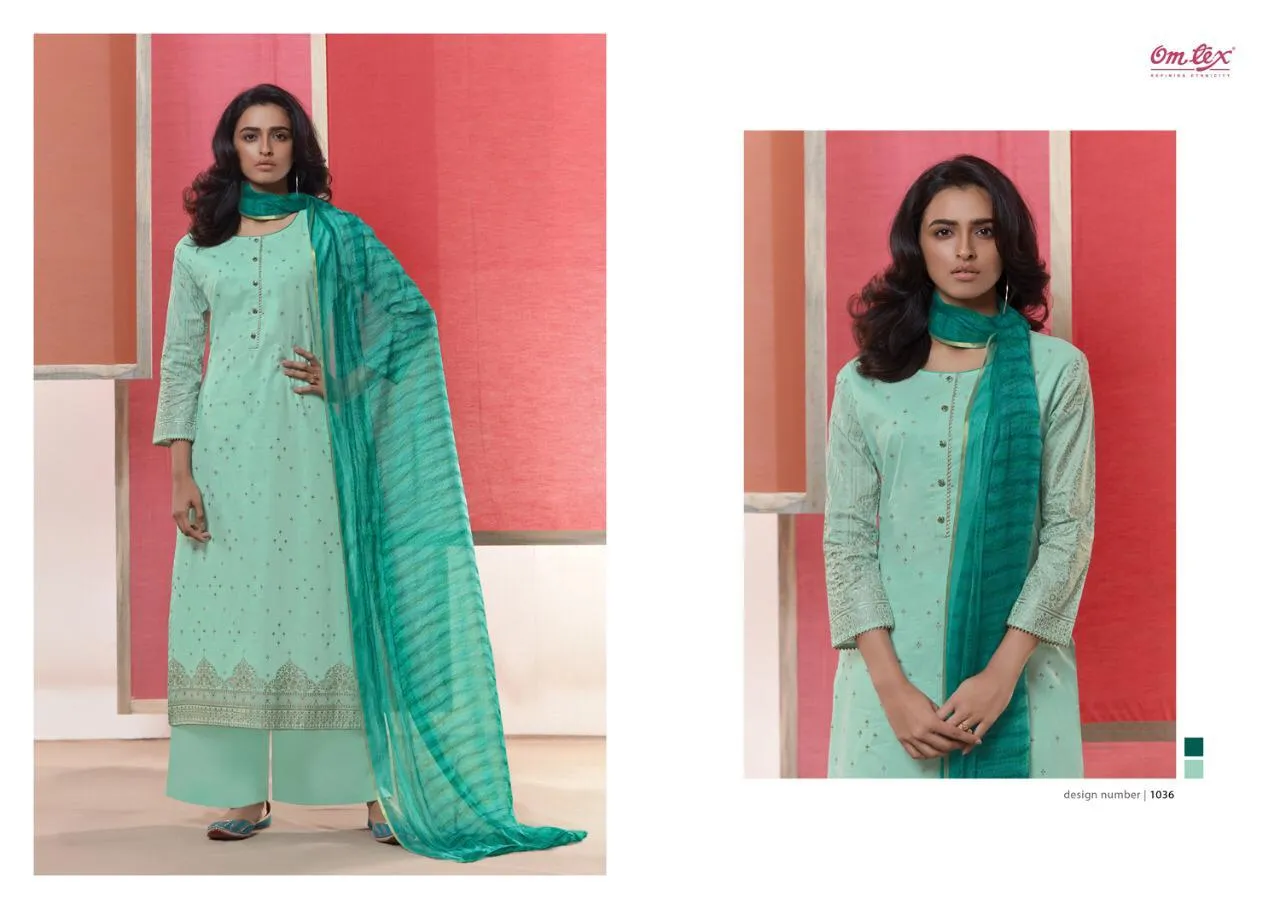 OMTEX BRINGS COCO LAWN COTTON FOIL PRINT DRESS MATERIAL WITH EMBROIDERY