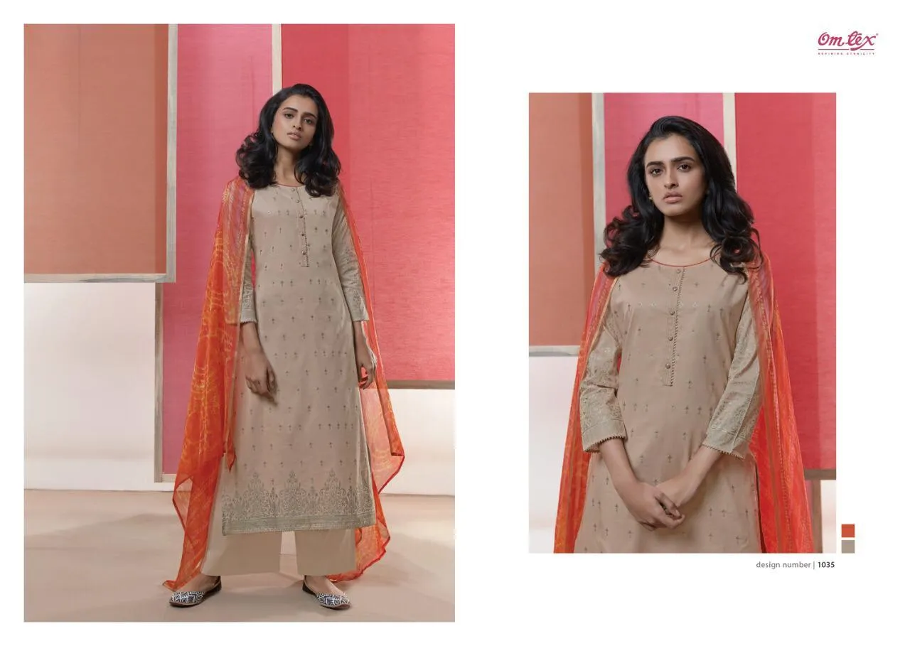 OMTEX BRINGS COCO LAWN COTTON FOIL PRINT DRESS MATERIAL WITH EMBROIDERY