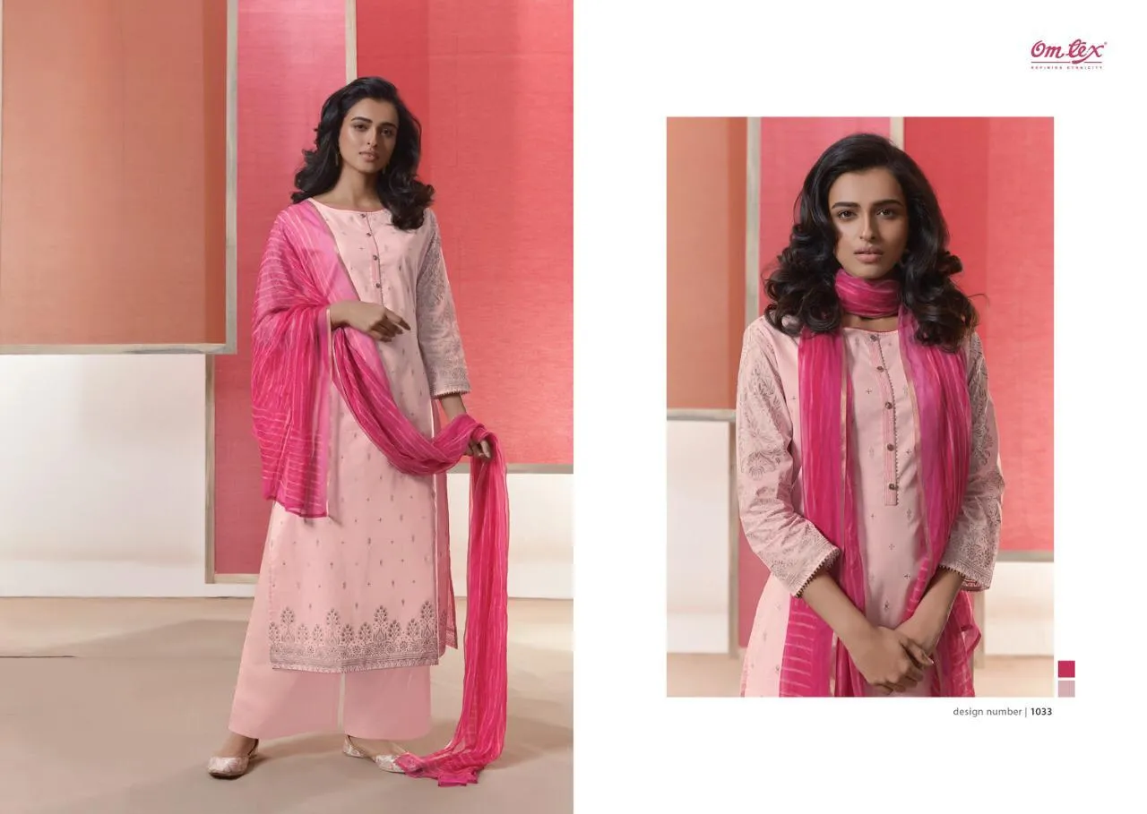 OMTEX BRINGS COCO LAWN COTTON FOIL PRINT DRESS MATERIAL WITH EMBROIDERY