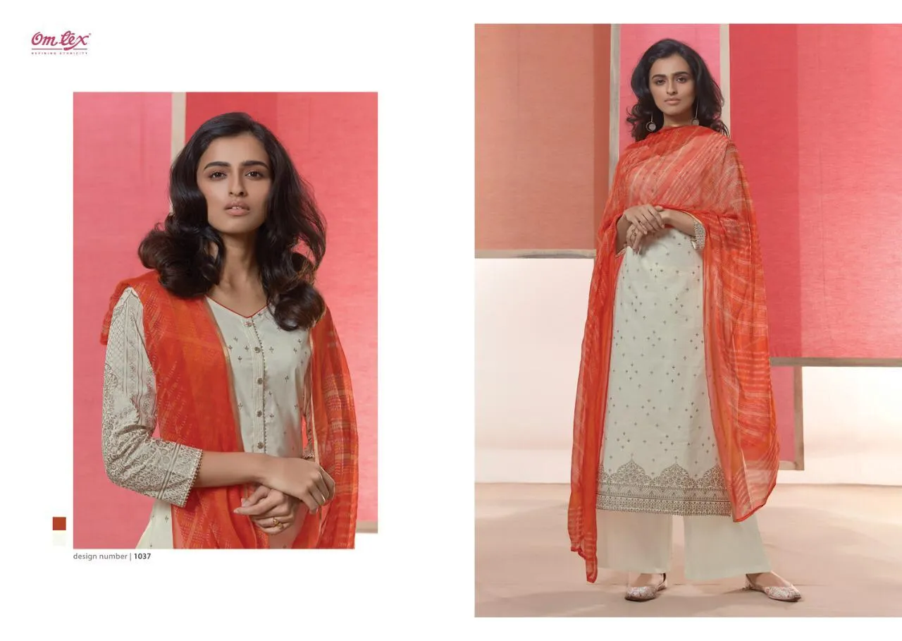 OMTEX BRINGS COCO LAWN COTTON FOIL PRINT DRESS MATERIAL WITH EMBROIDERY