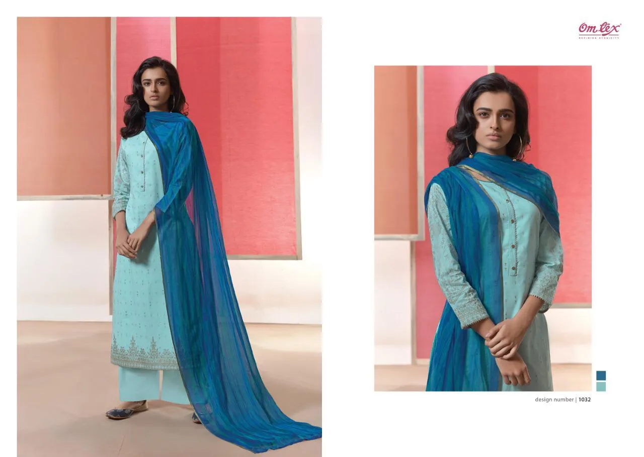 OMTEX BRINGS COCO LAWN COTTON FOIL PRINT DRESS MATERIAL WITH EMBROIDERY